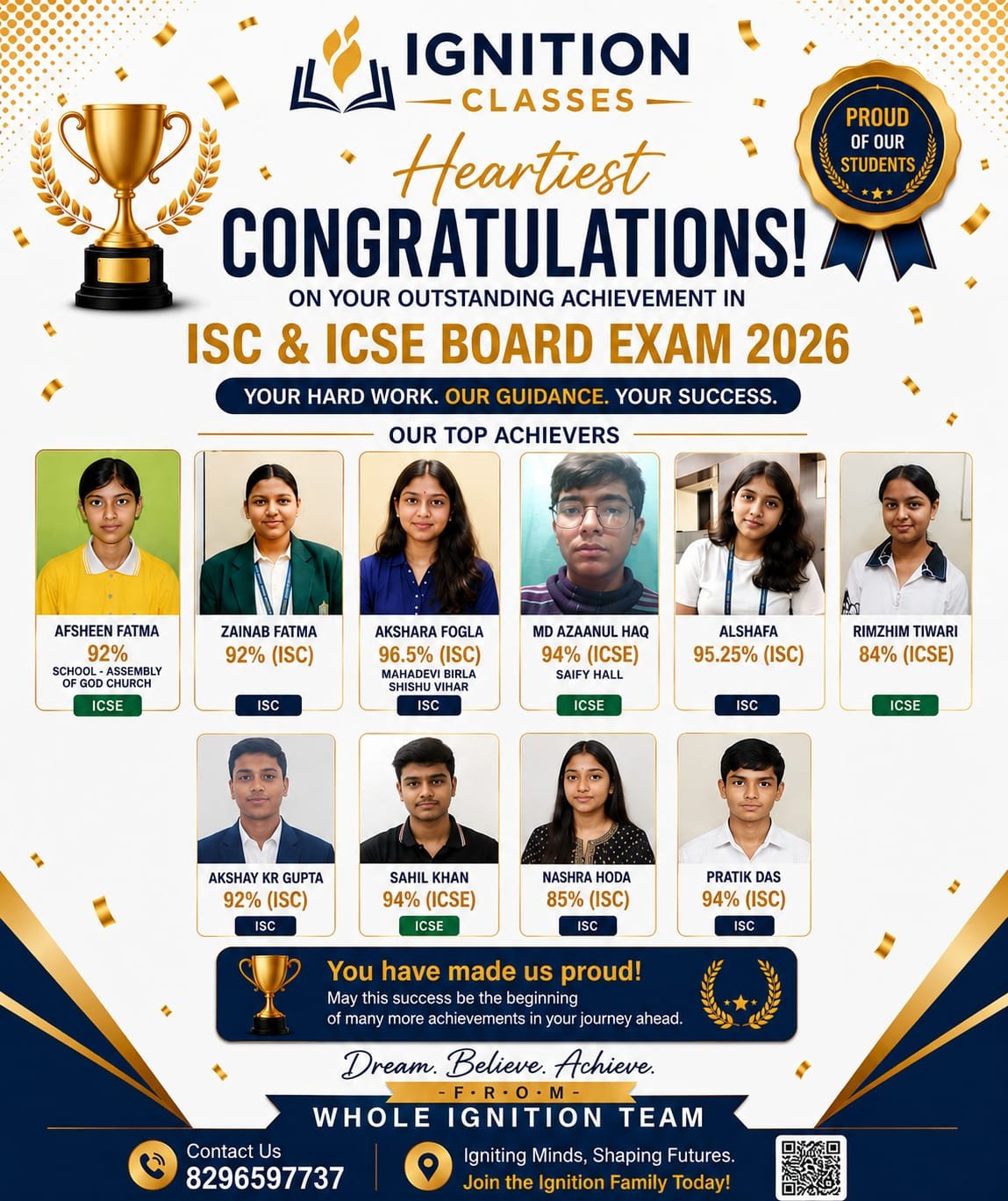 Ignition toppers of 2025-26 Board exam
